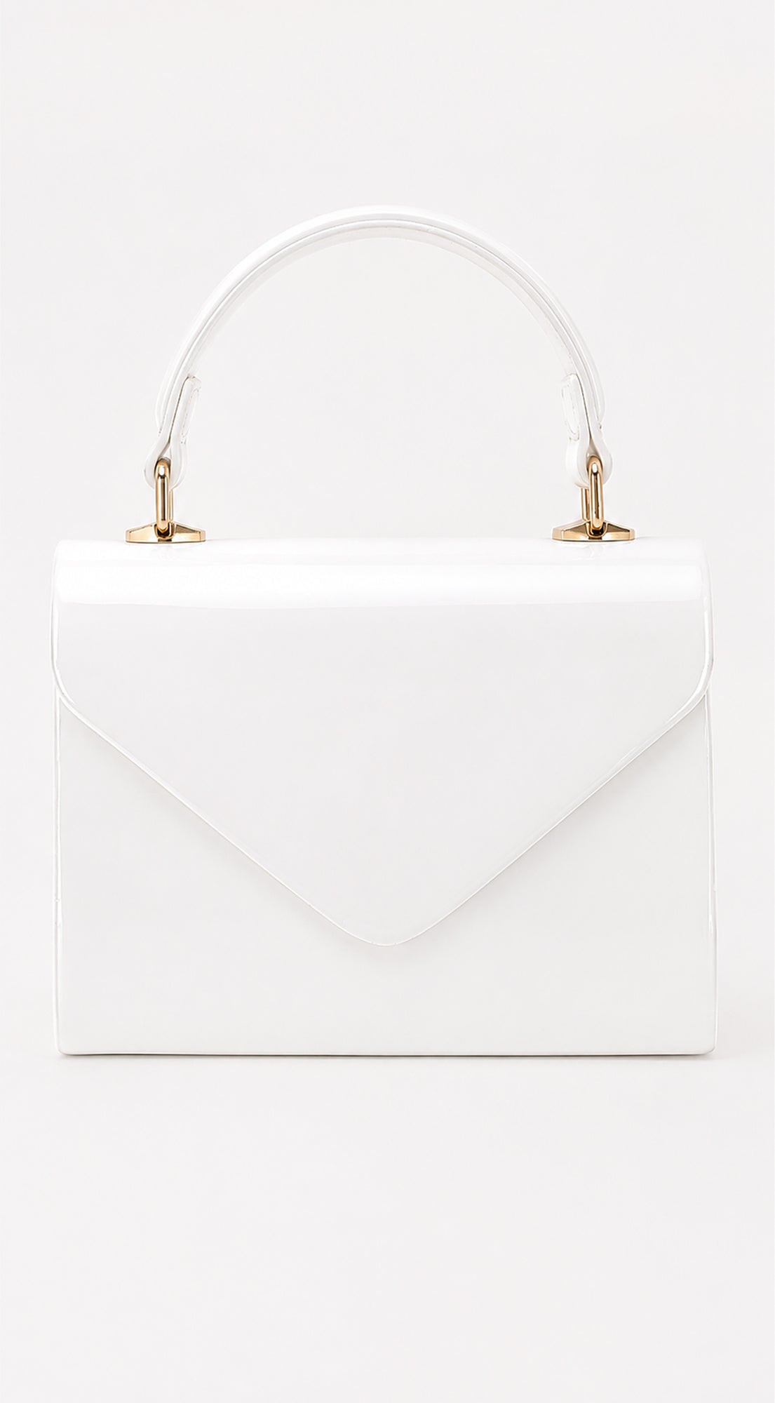 White Faux Leather Top Handle Bag