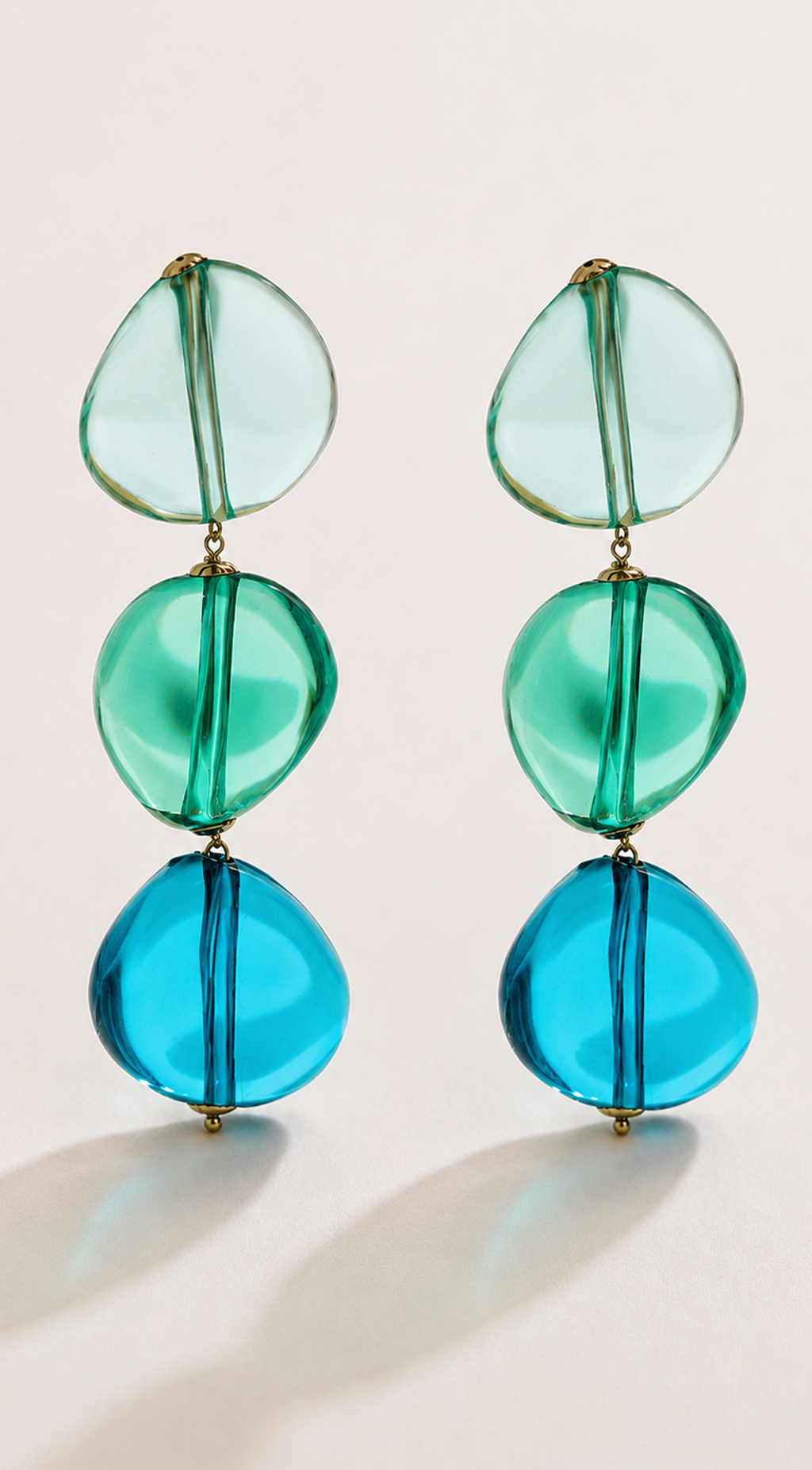 Blue Mist Resin Oval Drop Statement Earrings