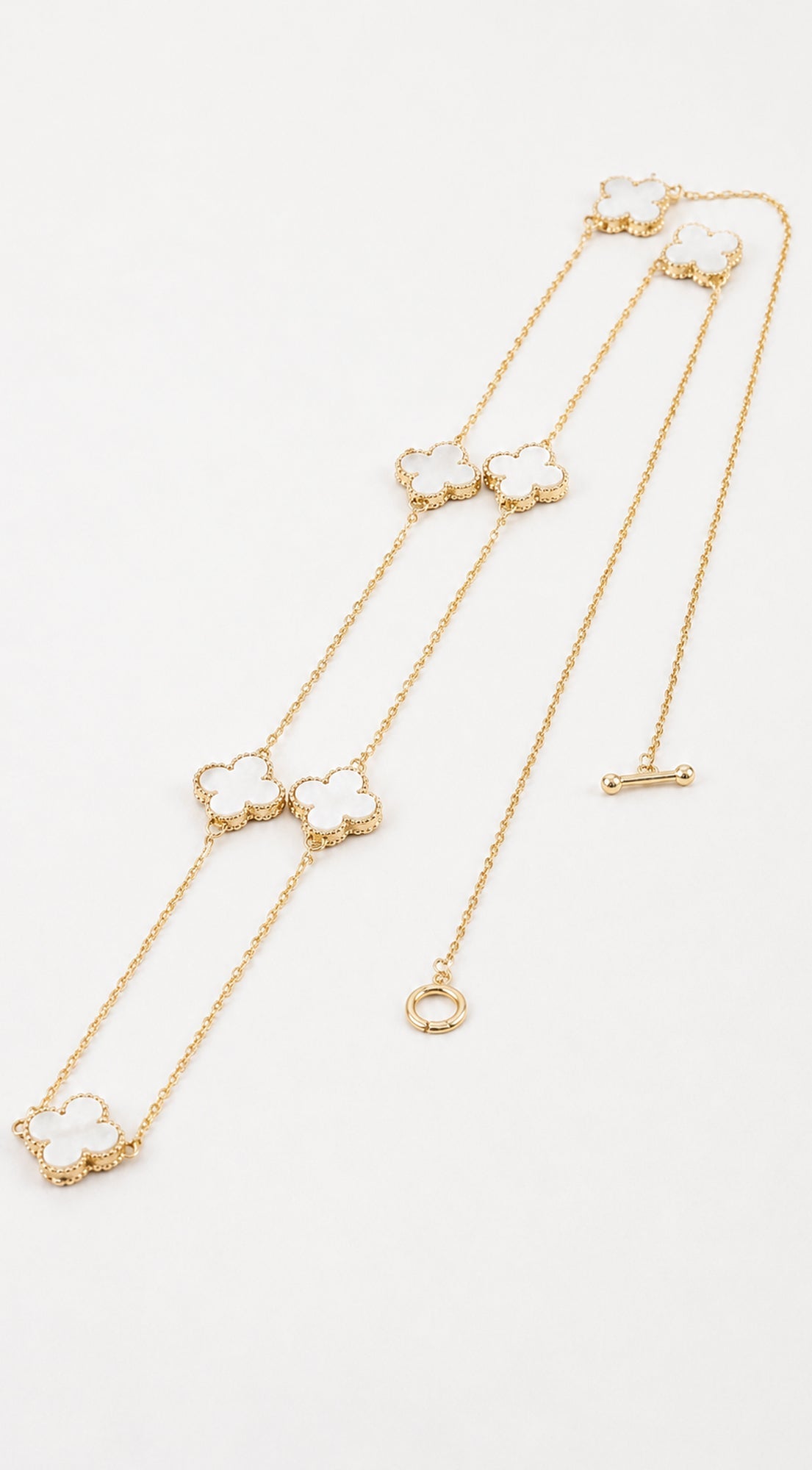 Gold Double Layer Clover Necklace