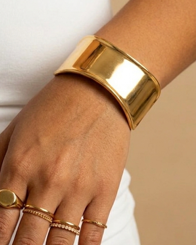Gold Irregular Wide Bracelet