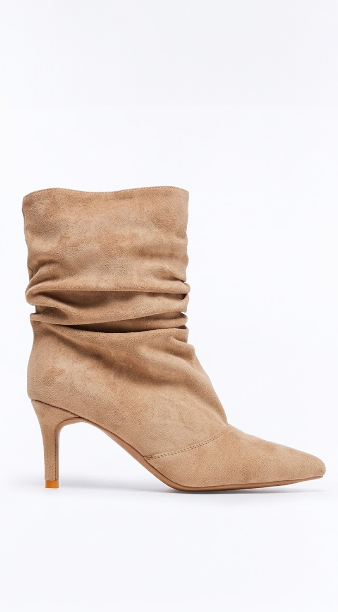 Taupe Suede Pointed Toe Ankle Boots