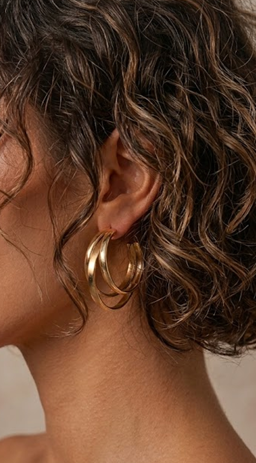 Gold Triple Layered Hoop Earrings