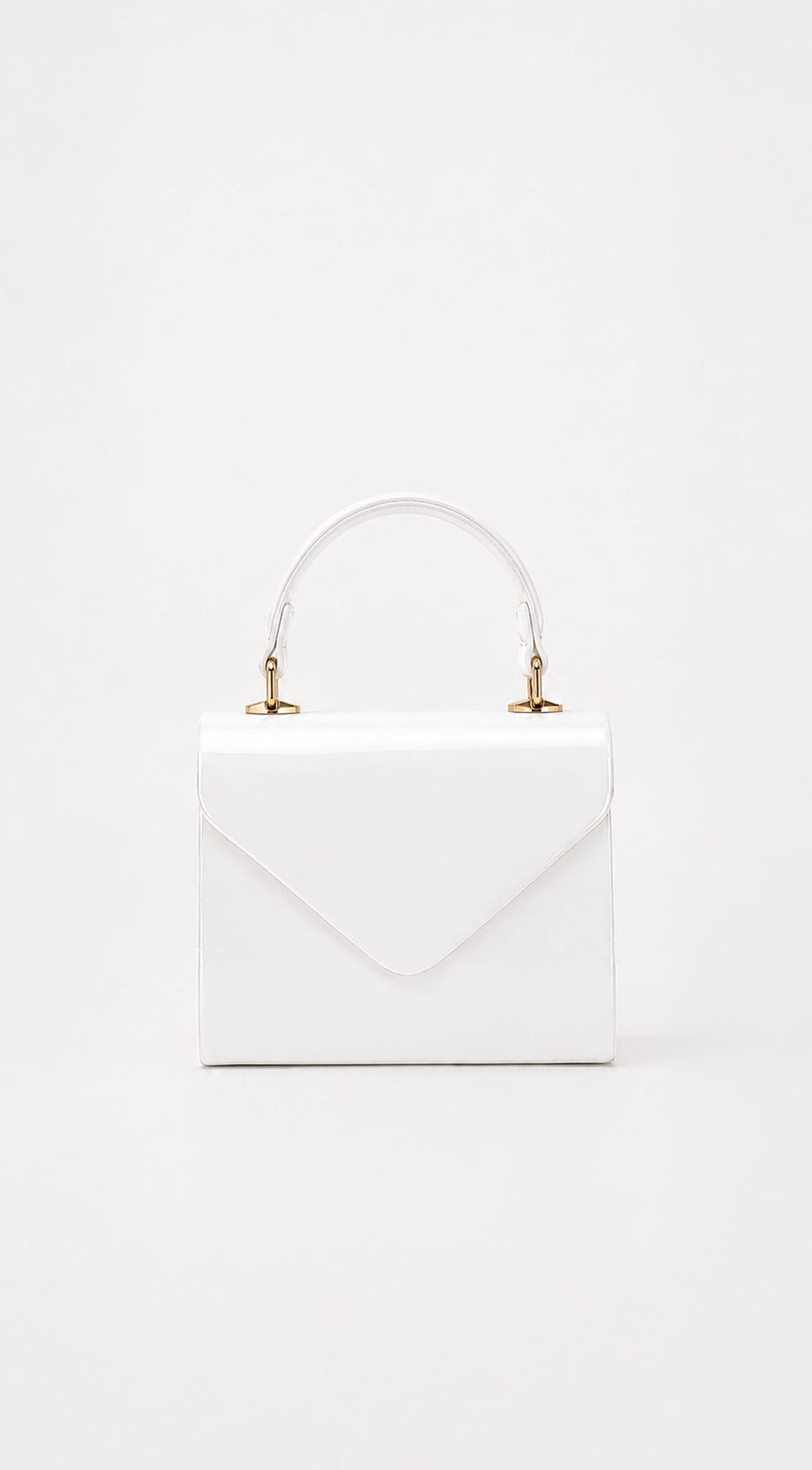 White Faux Leather Top Handle Bag