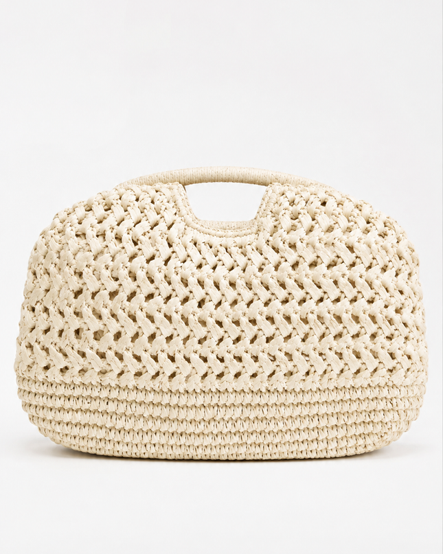 Ivory Woven Clutch Bag