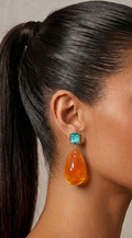Orange Stone Crystal Drop Earrings