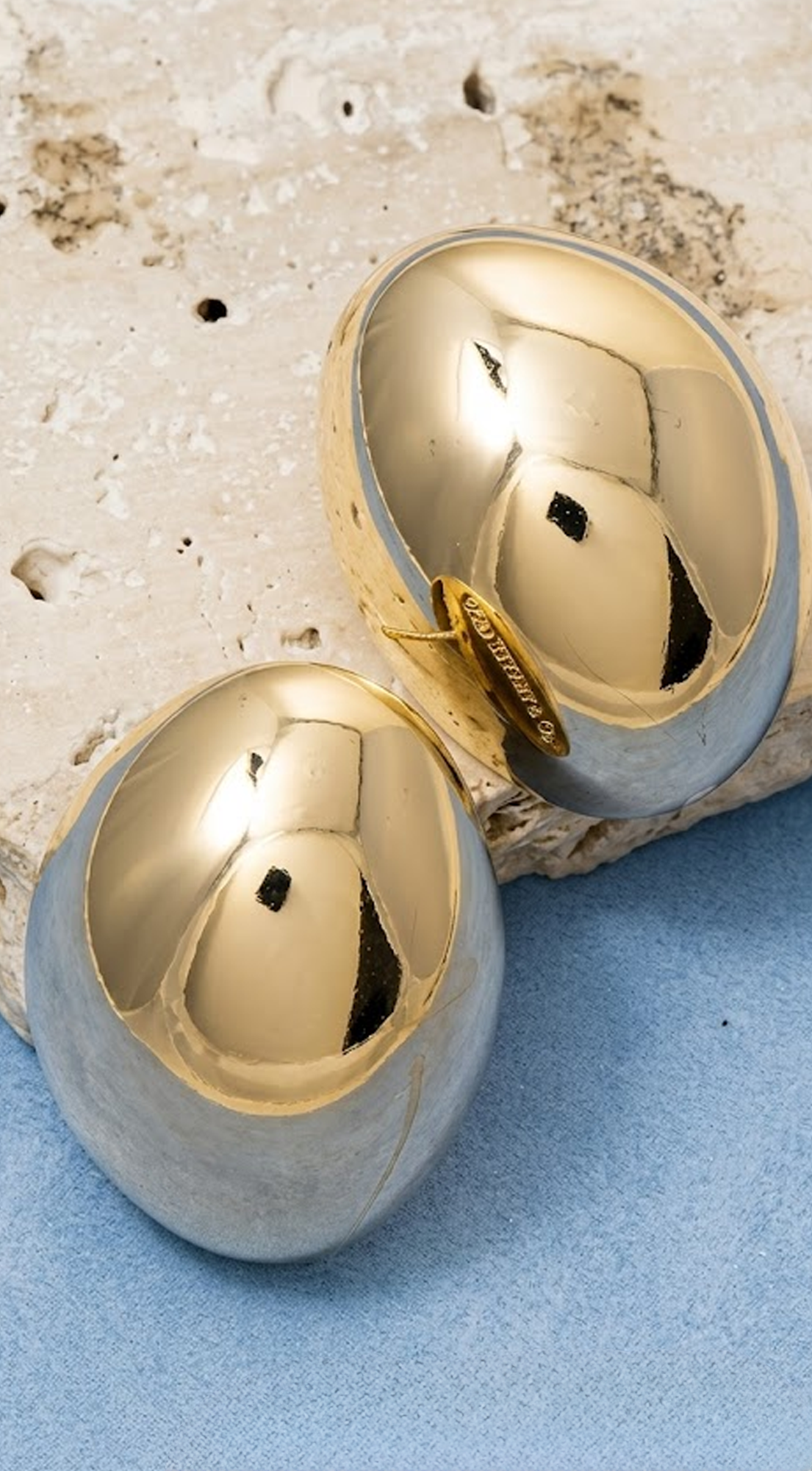 Gold Gold Polished Dome Oval Stud Earrings