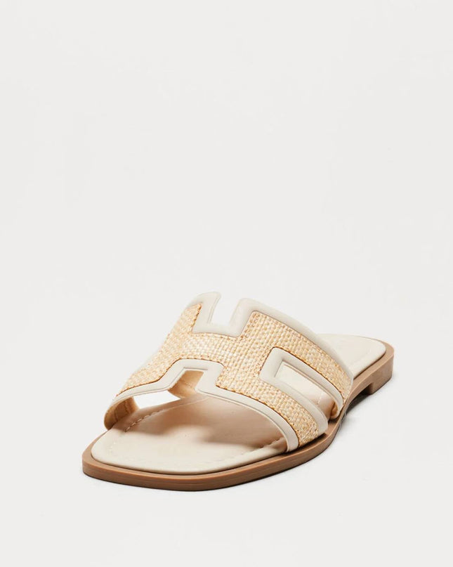 White H Flat Sandal