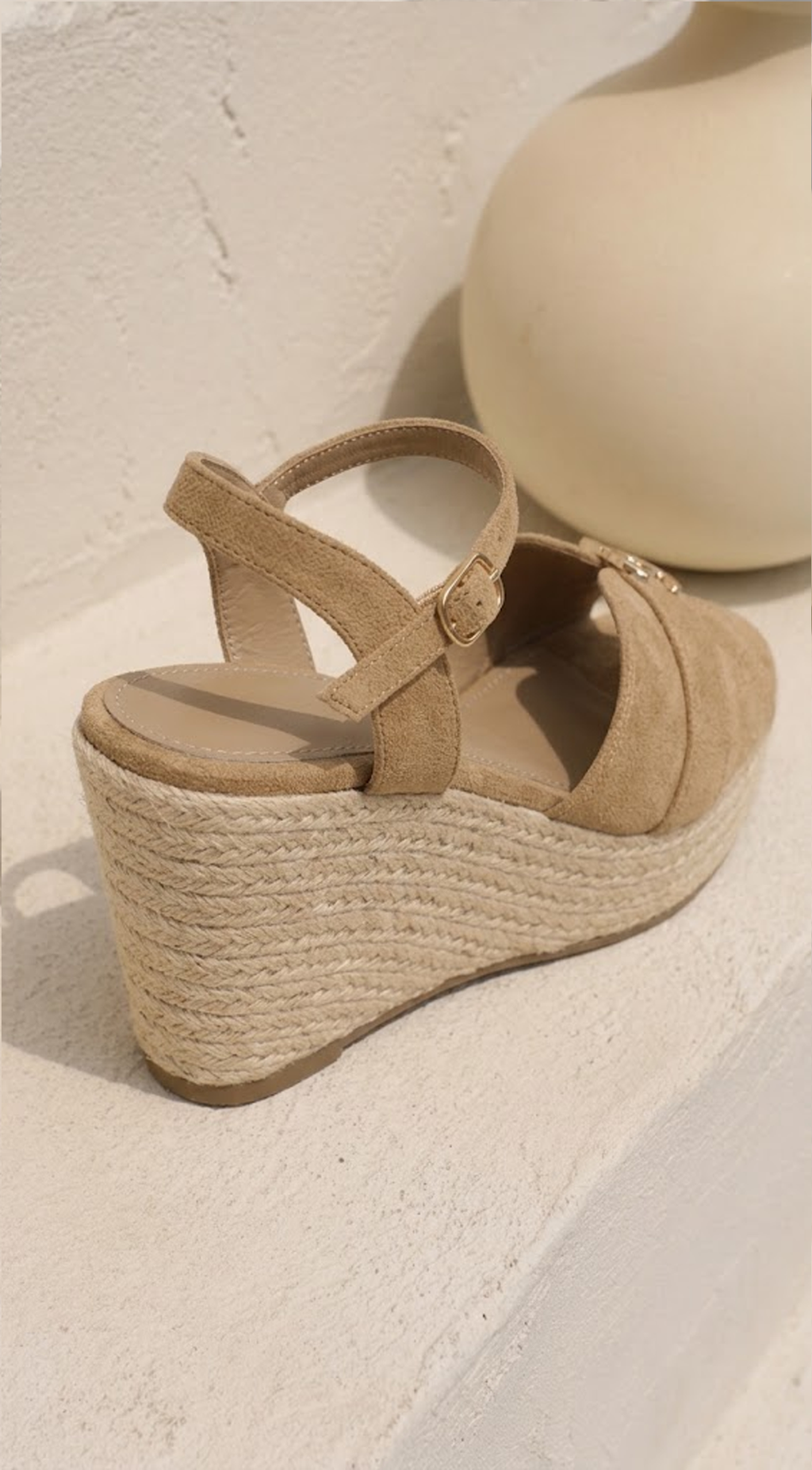 Beige Espadrille Platform Wedges