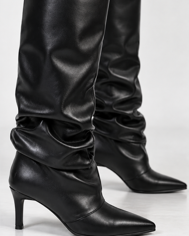 Black Knee-high Slouch Boots